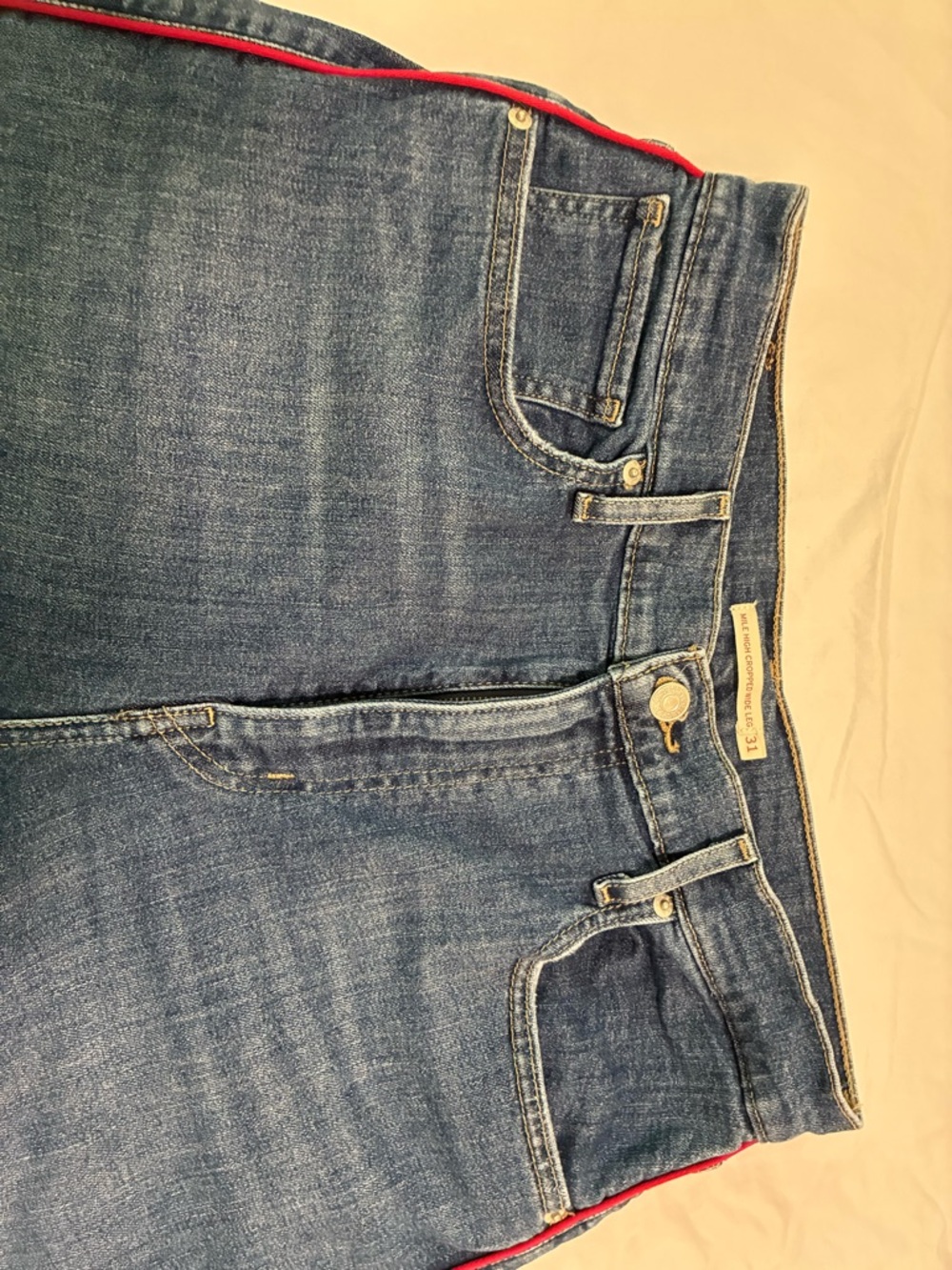Levi's Women's Wide Leg Jeans in Indigo Blue with Tan Patch - Picture 5 of 7